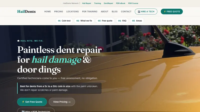 Home page of Hail Dent Repairs Australia