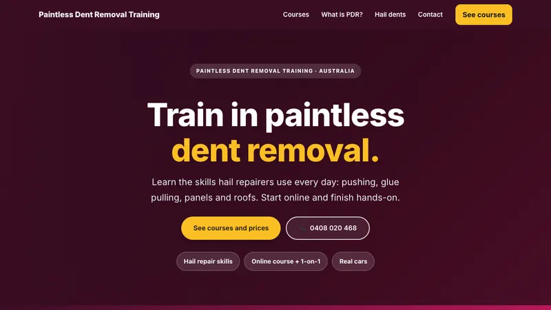 Home page of Paintless Dent Removal Training