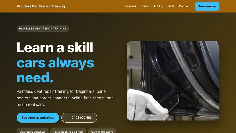 Home page of Paintless Dent Repair Training