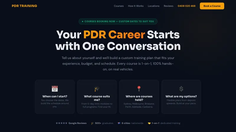 Home page of PDR Training Australia