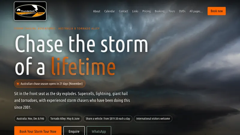 Home page of Thunderbolt Tours